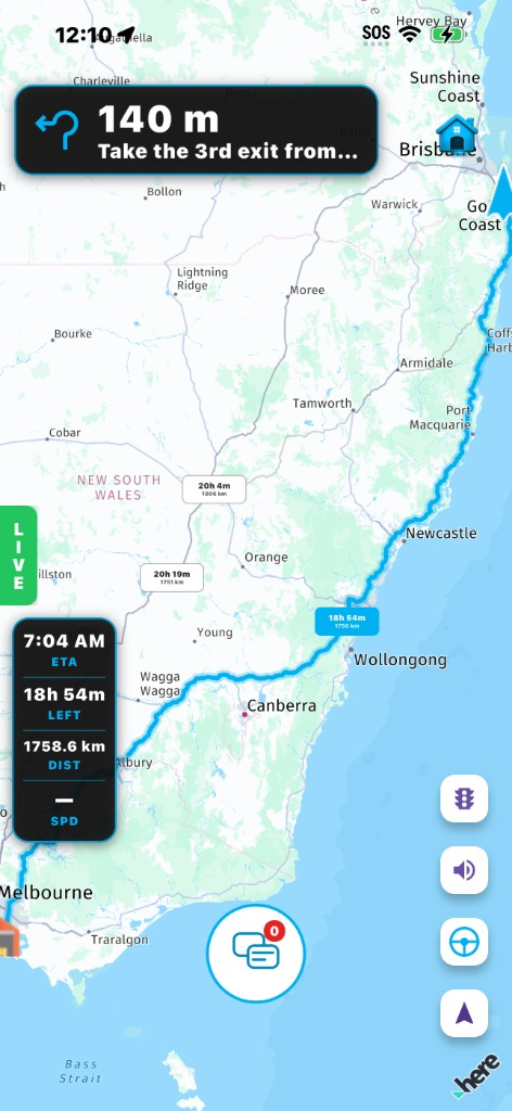SimpleRuns owner driver app — live turn-by-turn navigation with ETA and distance to the next delivery